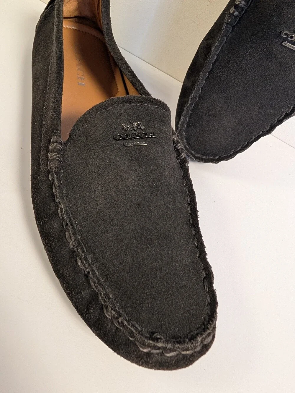 Coach Amber Suede Driving Moccasins Loafers Black 9.5B A00277